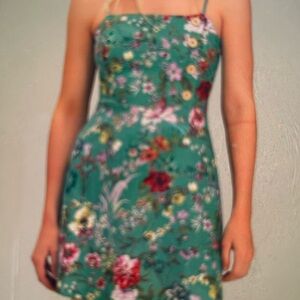 Lulu's Green Floral Mini Dress